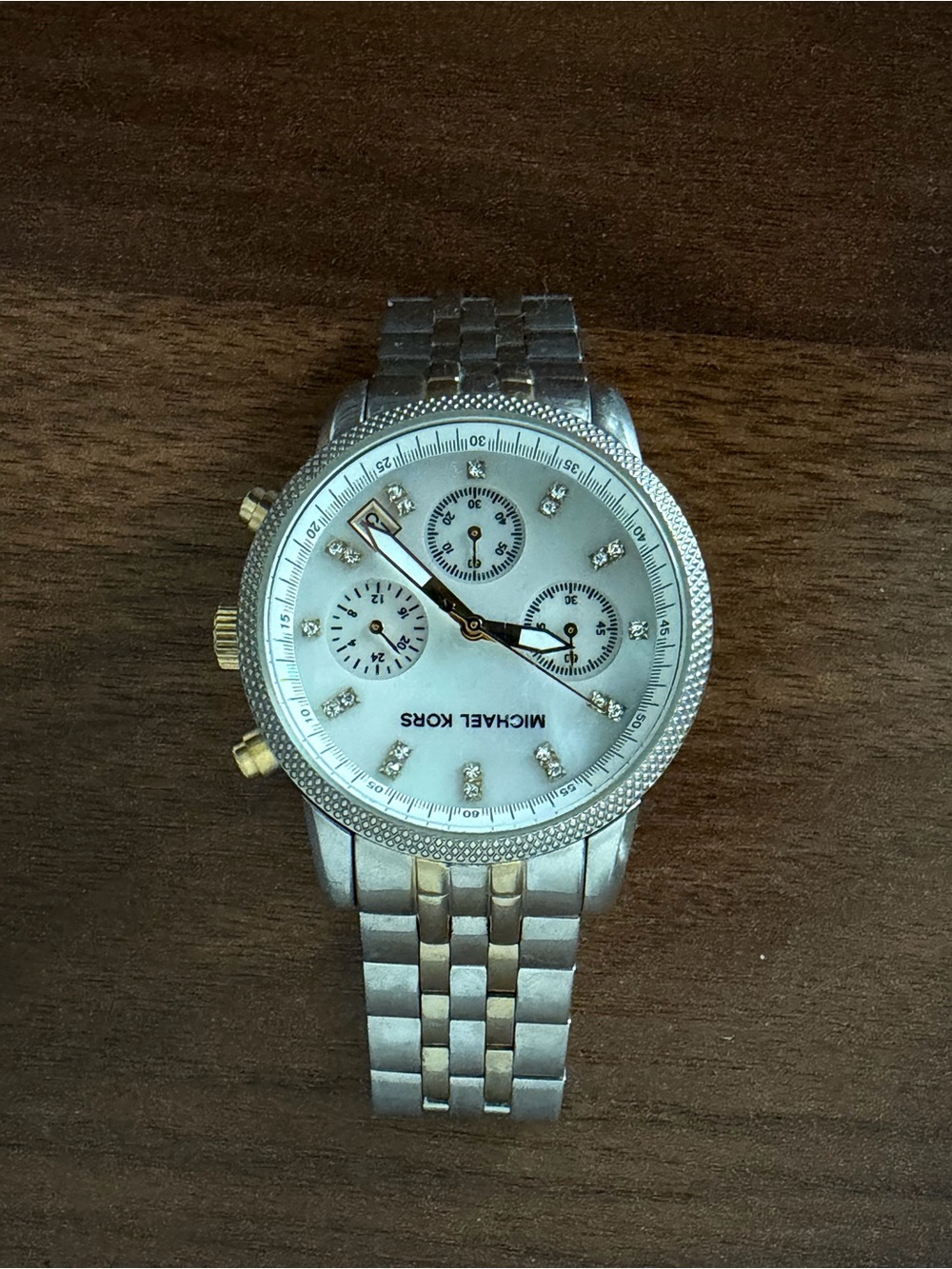 Michael Kors Two-Tone Silver and Gold Crystal Dial Chronograph Watch